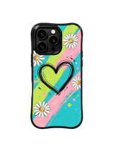 PhoneCasing iPhone 16 pro Case with glowing spotlight cream daisy imperfect hand-sketched outlines, Ruby Daze original retro punk journal art, premium wavy print casing crafted in California.