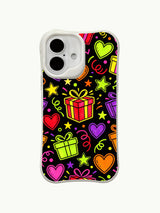 PhoneCasing glowing heart gala iPhone 16 plus case, full-print original design crafted with fine artistic details and vivid colors.