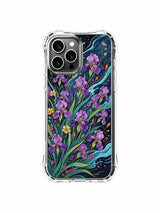 PhoneCasing iPhone 16 Pro Max Case with golden petal currents, small yellow flowers floating in the purple tide.