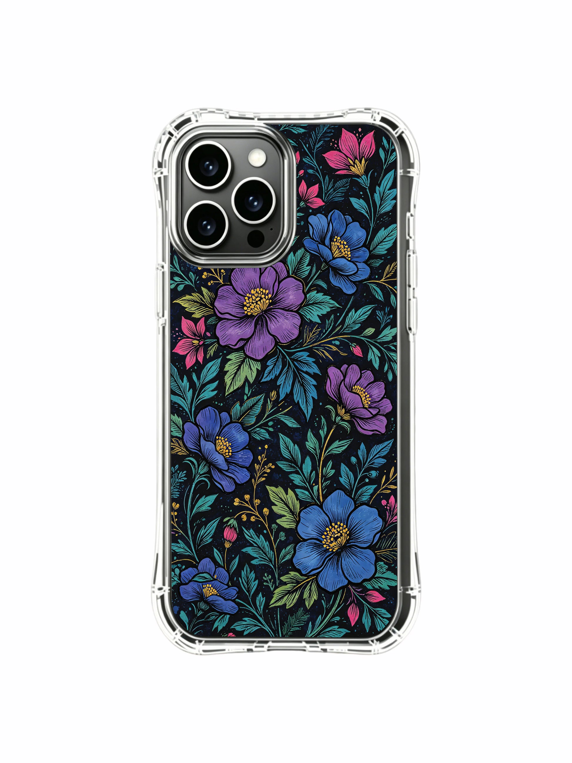 PhoneCasing iPhone 16 Pro Max Case with golden stamen flowers, elegant blooms with detailed centers.