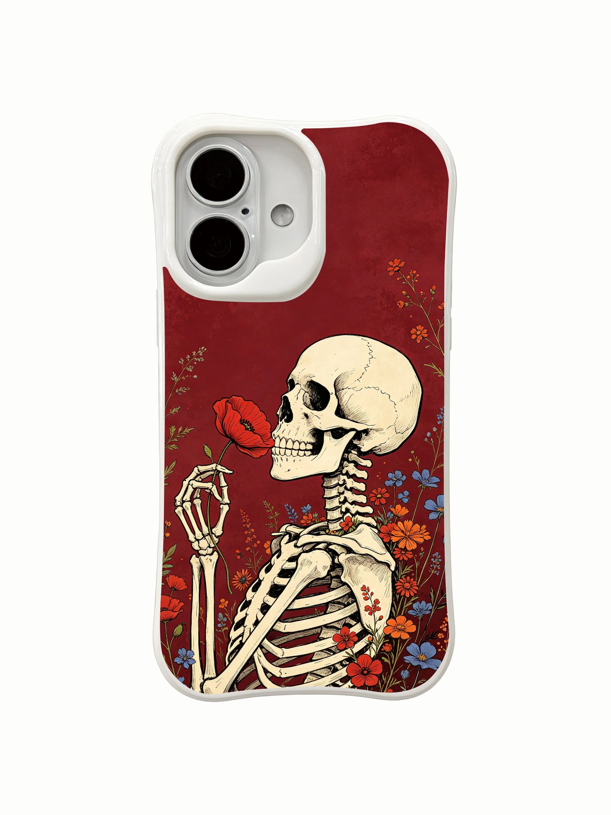 PhoneCasing dark goth wine red aesthetic iPhone 16 Case, trendy high-end protective iPhone 16 cover for vintage tattoo lovers
