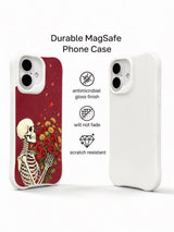 Gothic skeleton with a wild rose bouquet on an iPhone 16 case