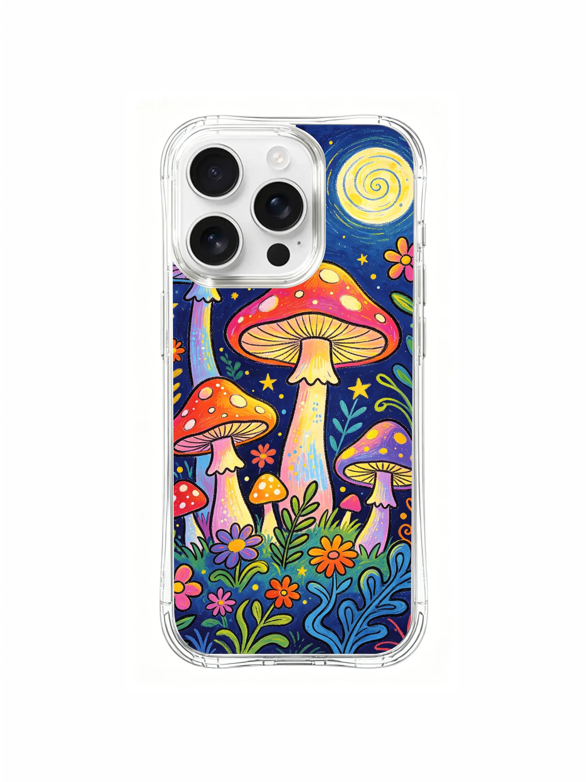 PhoneCasing iPhone 16 pro max Case, side-accent fine art casing with lush green meadow base on left paired with multi-tonal wildflower patch, original Luna Moss licensed art wearable casing
