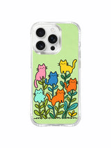 PhoneCasing iPhone 16 pro max MagSafe case with colorful cats that look like flowers, a whimsical take on a spring garden.