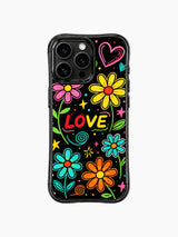 Green Stem Leaf Detailed Neon Daisy Love Art görseli içeren iPhone 13 Pro Max kılıfı