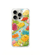 PhoneCasing iPhone 16 Pro Case with Gummy Zoo candy river illustration, exclusive artist-collaborated design, premium art case.