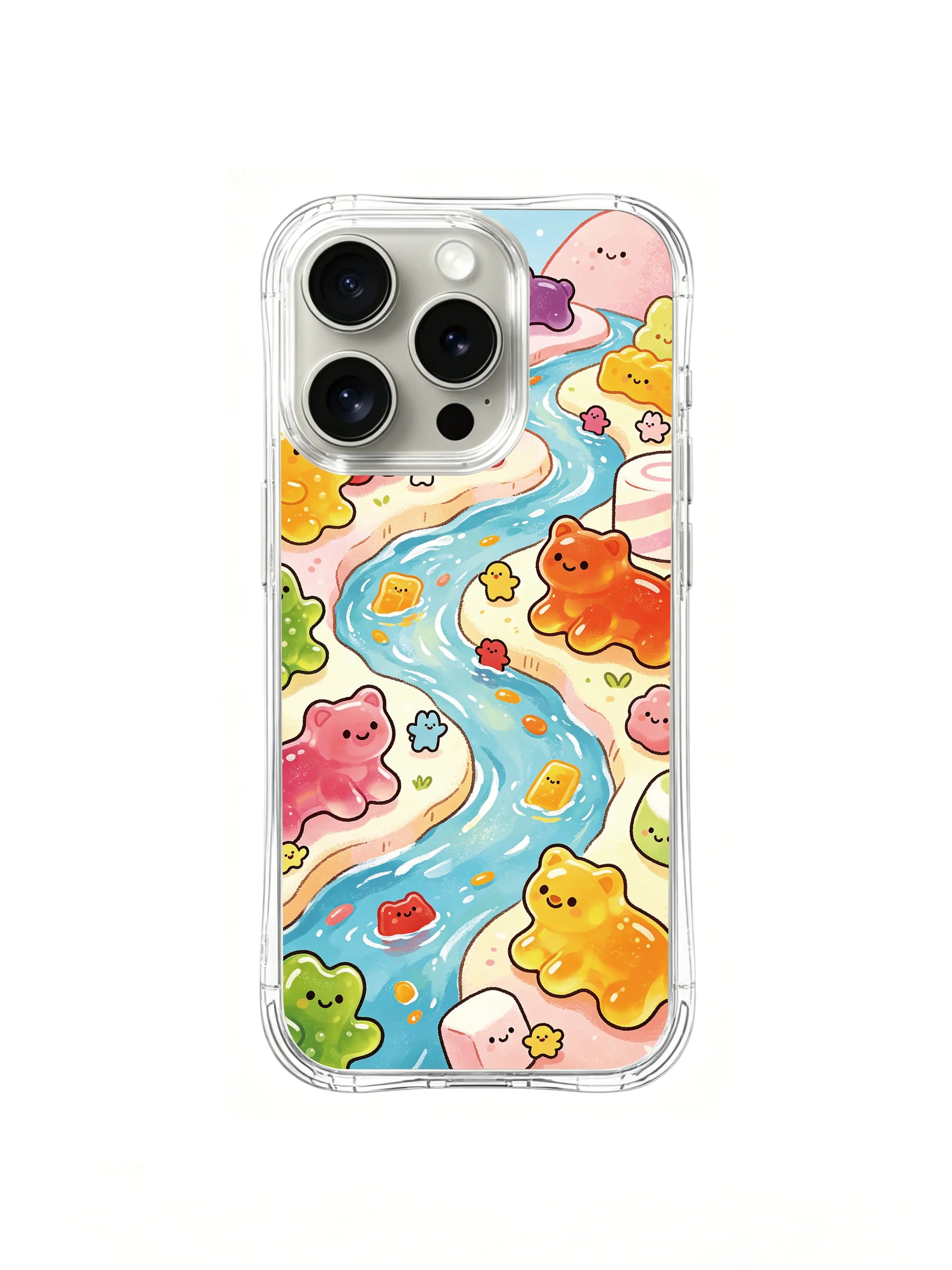 PhoneCasing iPhone 16 Pro Case with Gummy Zoo character circle illustration, Milo Yun’s Gummy Zoo series, gallery-quality print.