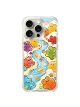 PhoneCasing iPhone 16 Pro Case with Gummy Zoo colorful scene, exclusive artist design, premium protective case for iPhone 16 Pro.