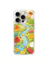 PhoneCasing iPhone 16 Pro Case with little gummy friends in the sweet zoo, playful Milo Yun design, premium stylish phone casing for women.