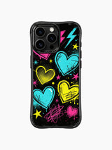 Halftone Dot Grunge Punk Heart Doodle görseli içeren iPhone 13 Pro Max kılıfı
