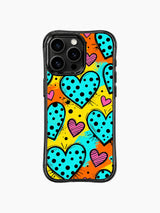 Hand Brush Splash Color Block Blue Polka Heart Confetti görseli içeren iPhone 13 Pro Max kılıfı