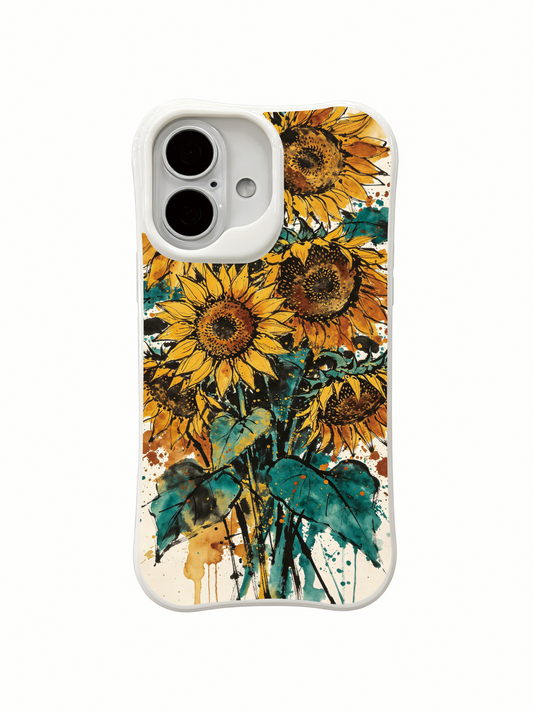 PhoneCasing hand drawn bold sunflower iPhone 16 Case, premium crafted wearable art