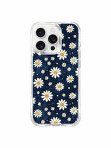PhoneCasing iPhone 16 Pro Max Case featuring hand-drawn midnight daisy art from Mira Bloomwell, a unique artistic accessory made in California.