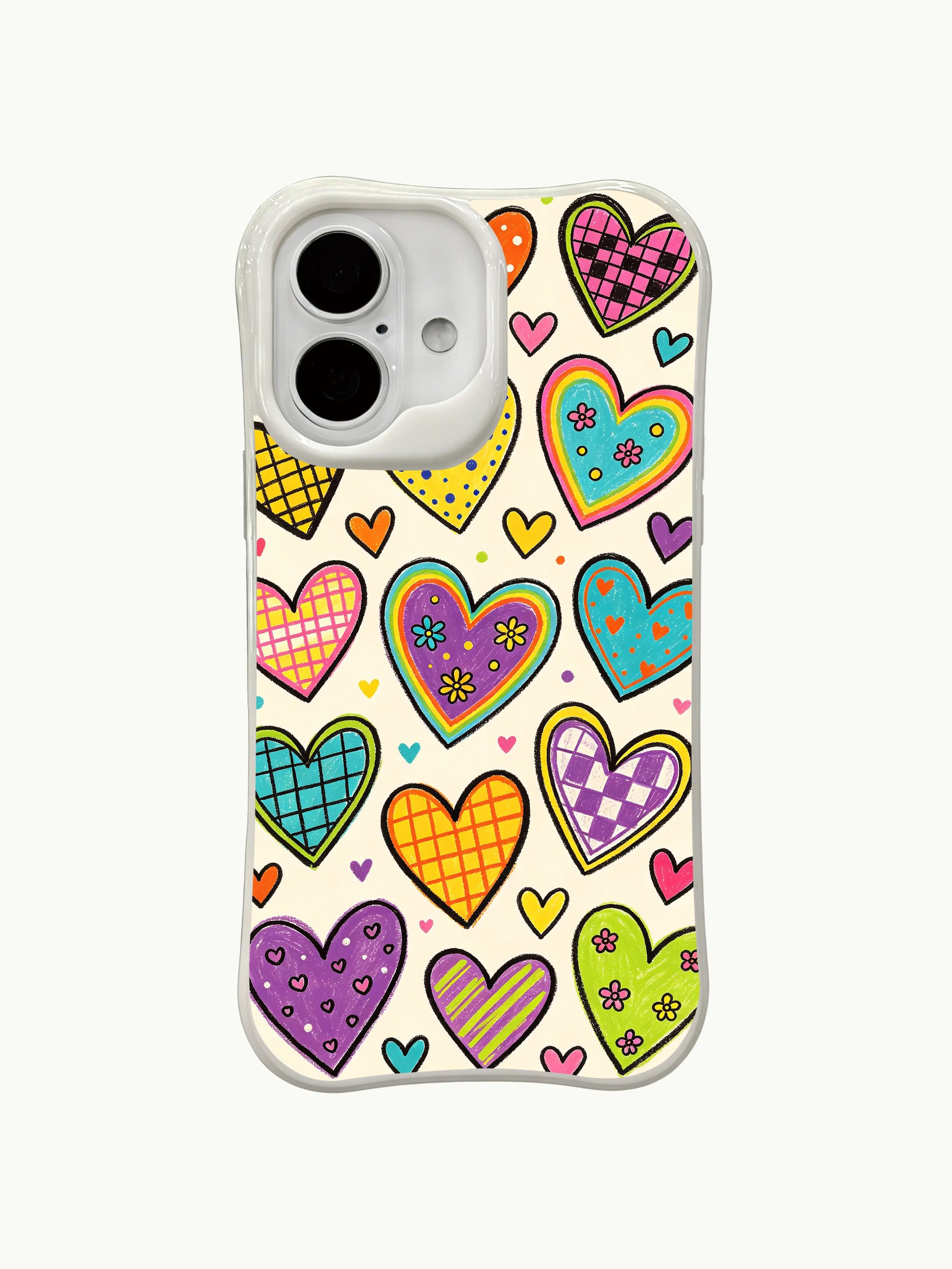 PhoneCasing hand drawn party hearts iPhone 16 plus case, full-wrap print that delivers reliable protection for your device.