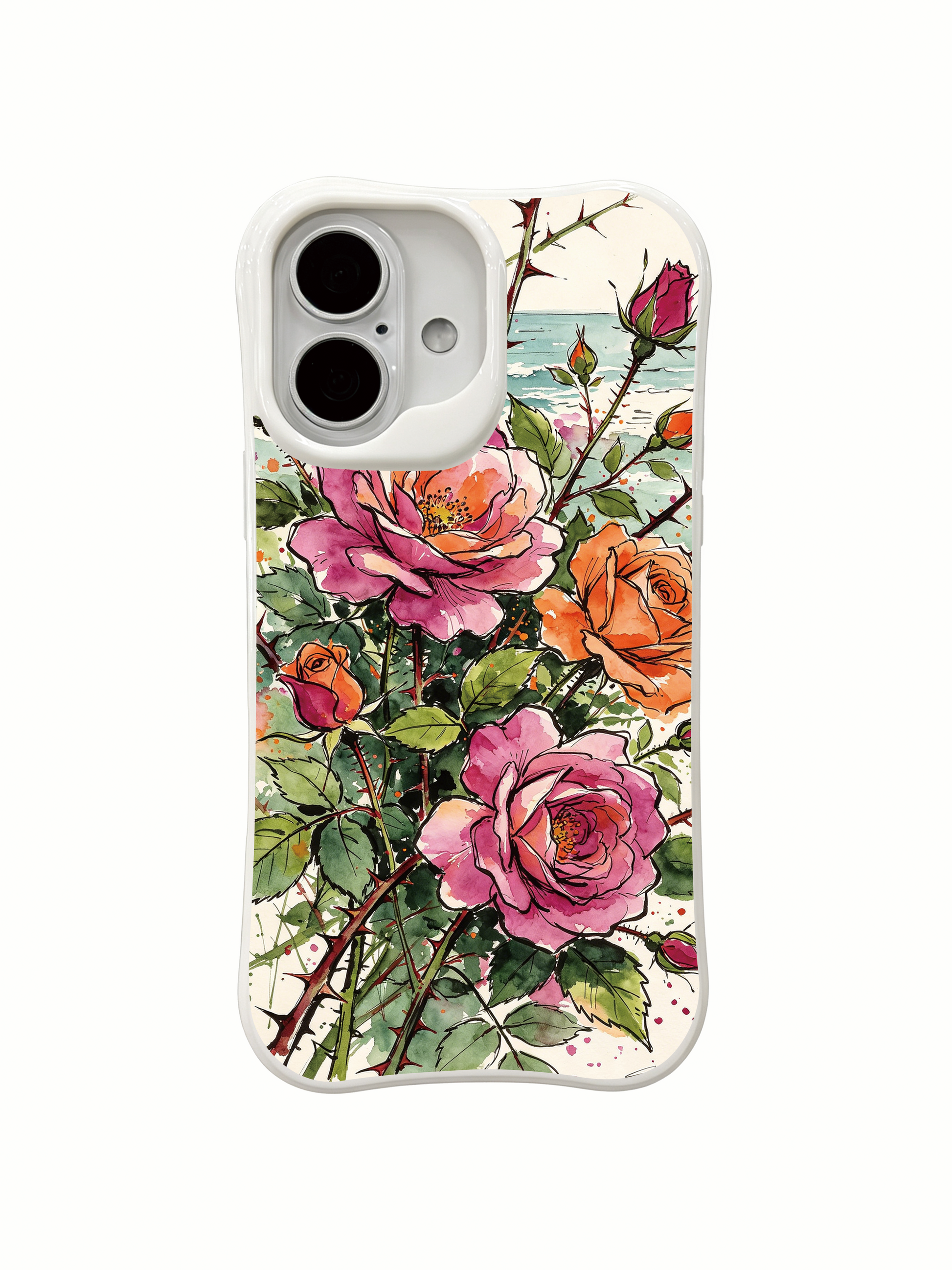PhoneCasing hand-drawn rose iPhone 16 Case, premium crafted wearable art