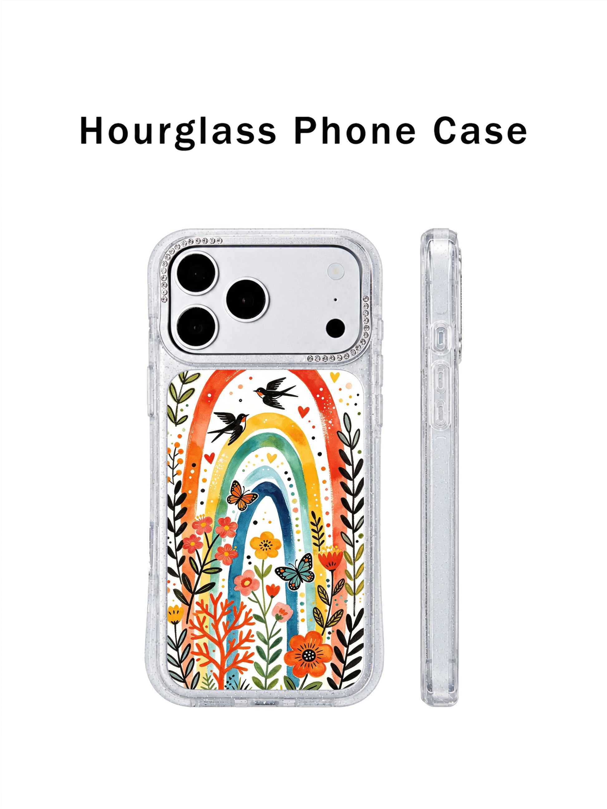 PhoneCasing authentic soft watercolor brush texture iphone 17 pro Max case showcasing the organic hand-drawn quality of the rainbow arch design, capturing the warm folk craft charm of Aurelia Finch’s original creation.