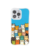 PhoneCasing iPhone 16 pro max scratch-resistant case with a happy group shot of cats, great for adding a playful vibe to your device.