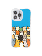 PhoneCasing iPhone 16 pro max clear case with a gathering of happy cats, bringing daily cheer to your phone with every glance.