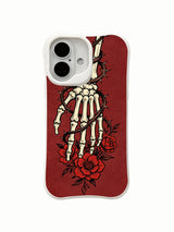 Skeleton with thorny blossoms on an iPhone 16 case