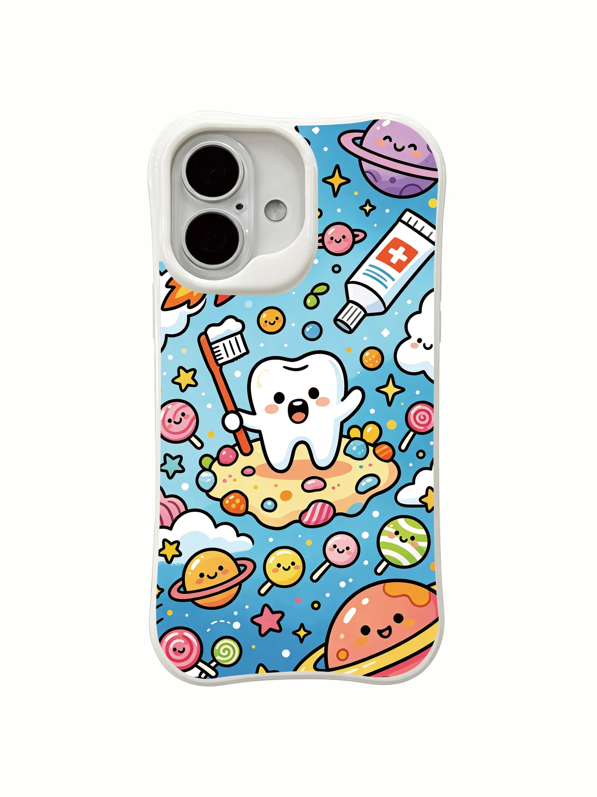 PhoneCasing healing candy valley iPhone 16 Plus Case, Milo Yun’s Ice Cream Valley with soft playful sweet art.