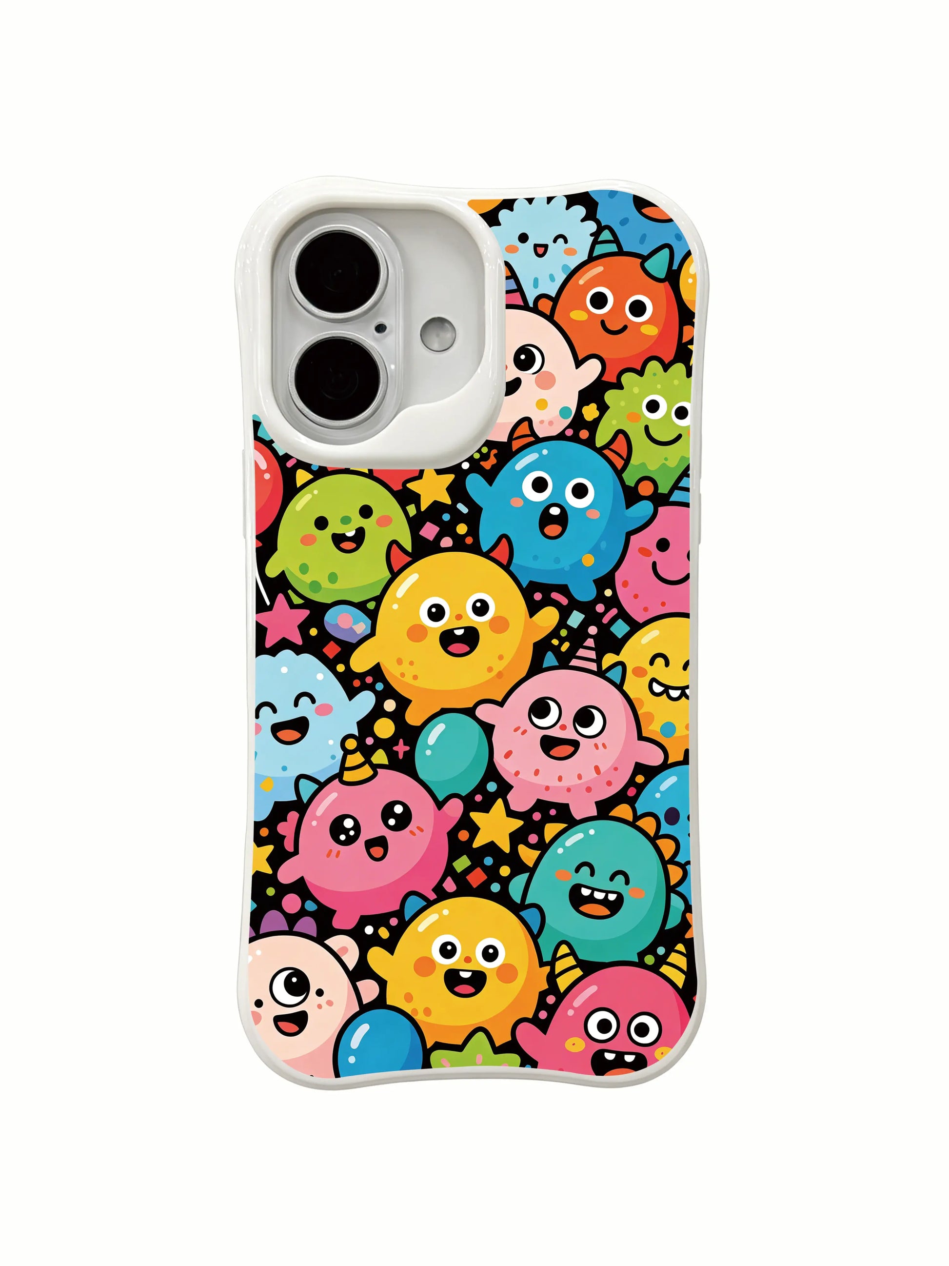 PhoneCasing healing cute monster iPhone 16 Plus Case, Milo Yun’s Candy Monster Parade with soft playful creature art.