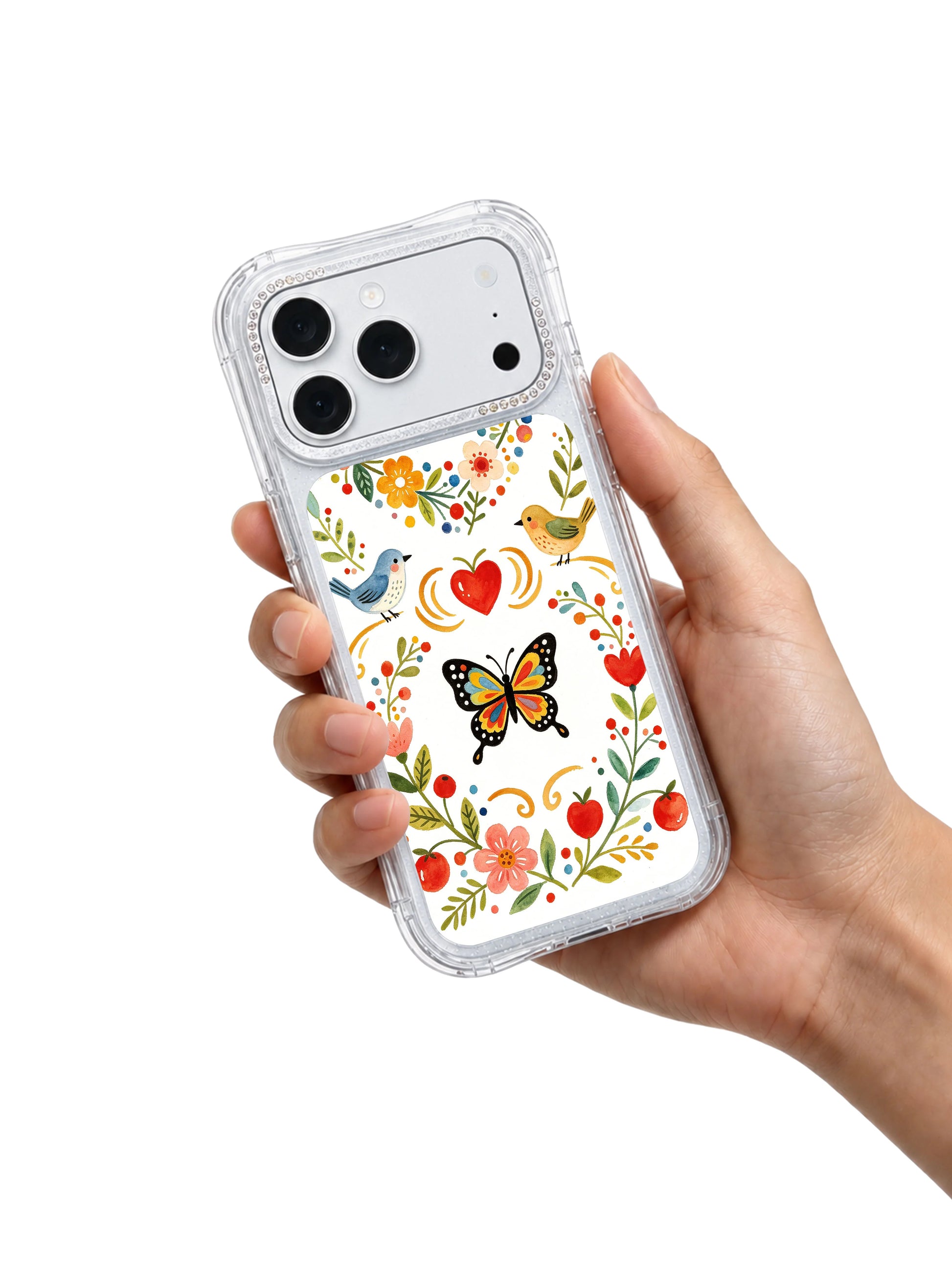 PhoneCasing fast US shipping iphone 17 pro Max case with Aurelia Finch’s heart wreath celebration design, printed and shipped directly from our California production facility.