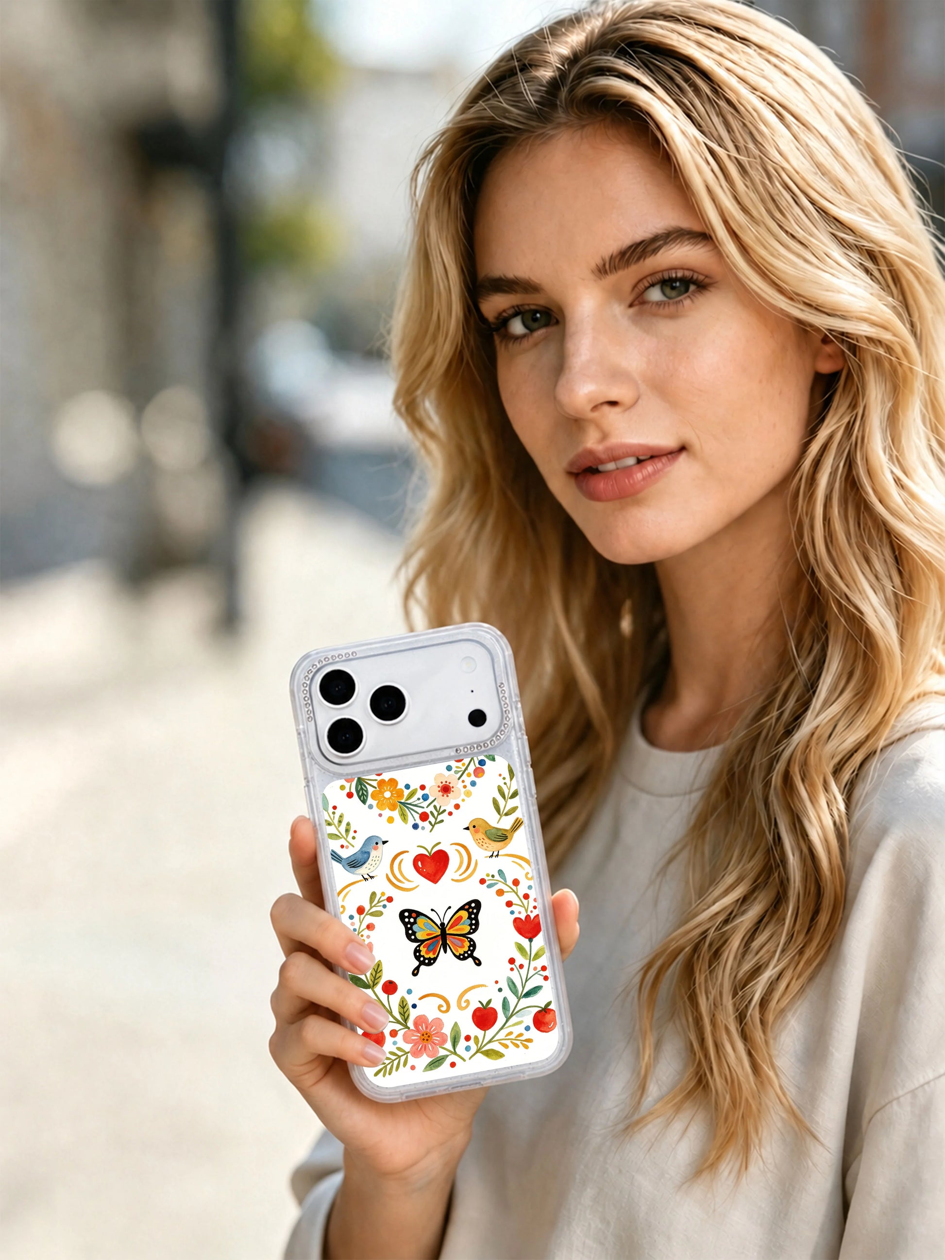 PhoneCasing romantic whimsical iphone 17 pro Max case with Aurelia Finch’s charming heart wreath garden art, a perfect accessory for lovers of soft retro romance and folk aesthetics.
