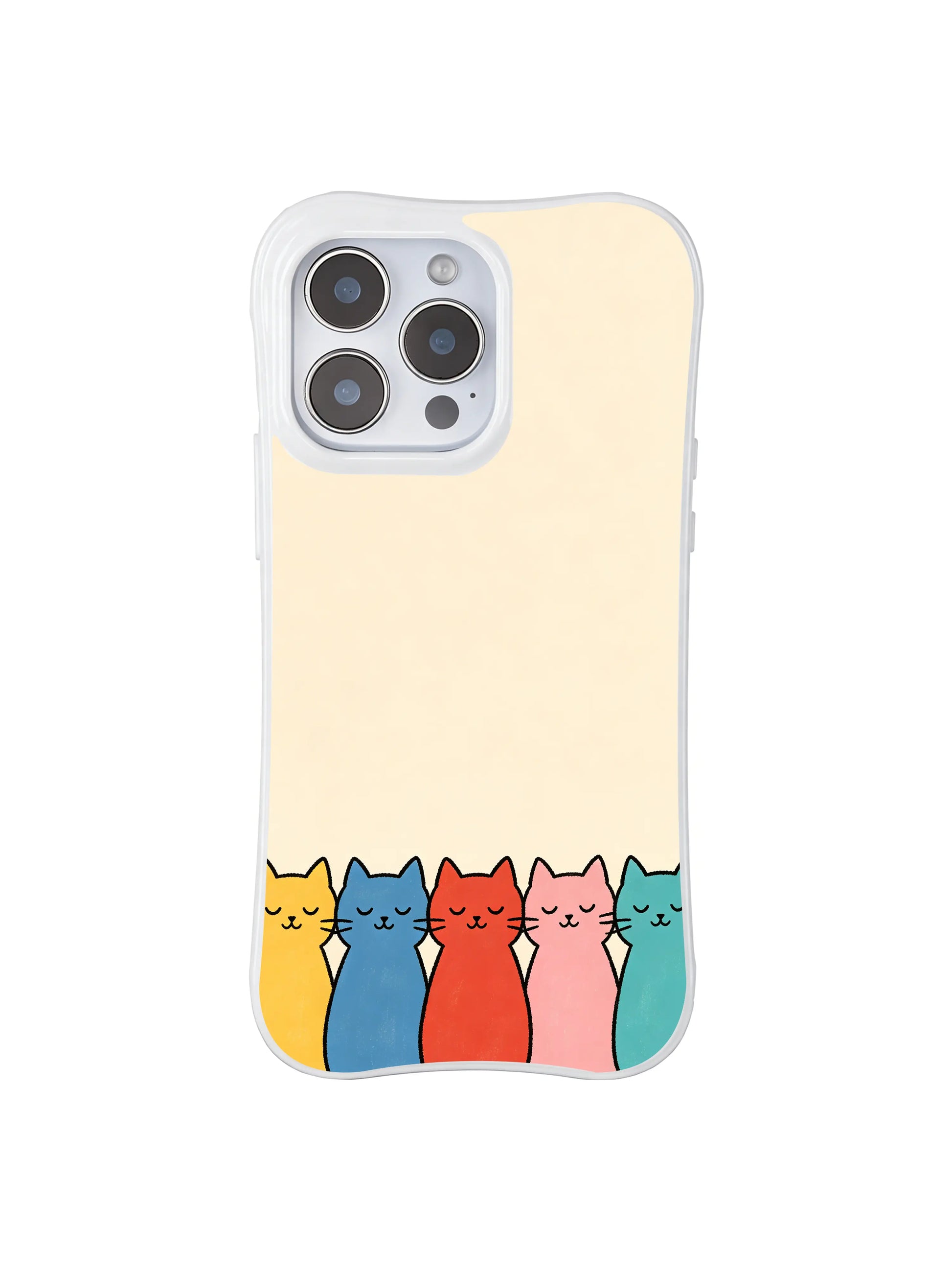 PhoneCasing iPhone 16 Pro Max featuring Heartwarming Cat Group by Mimi Colorfield, simple cats leaning on each other, capturing the gentle joy of friendship.