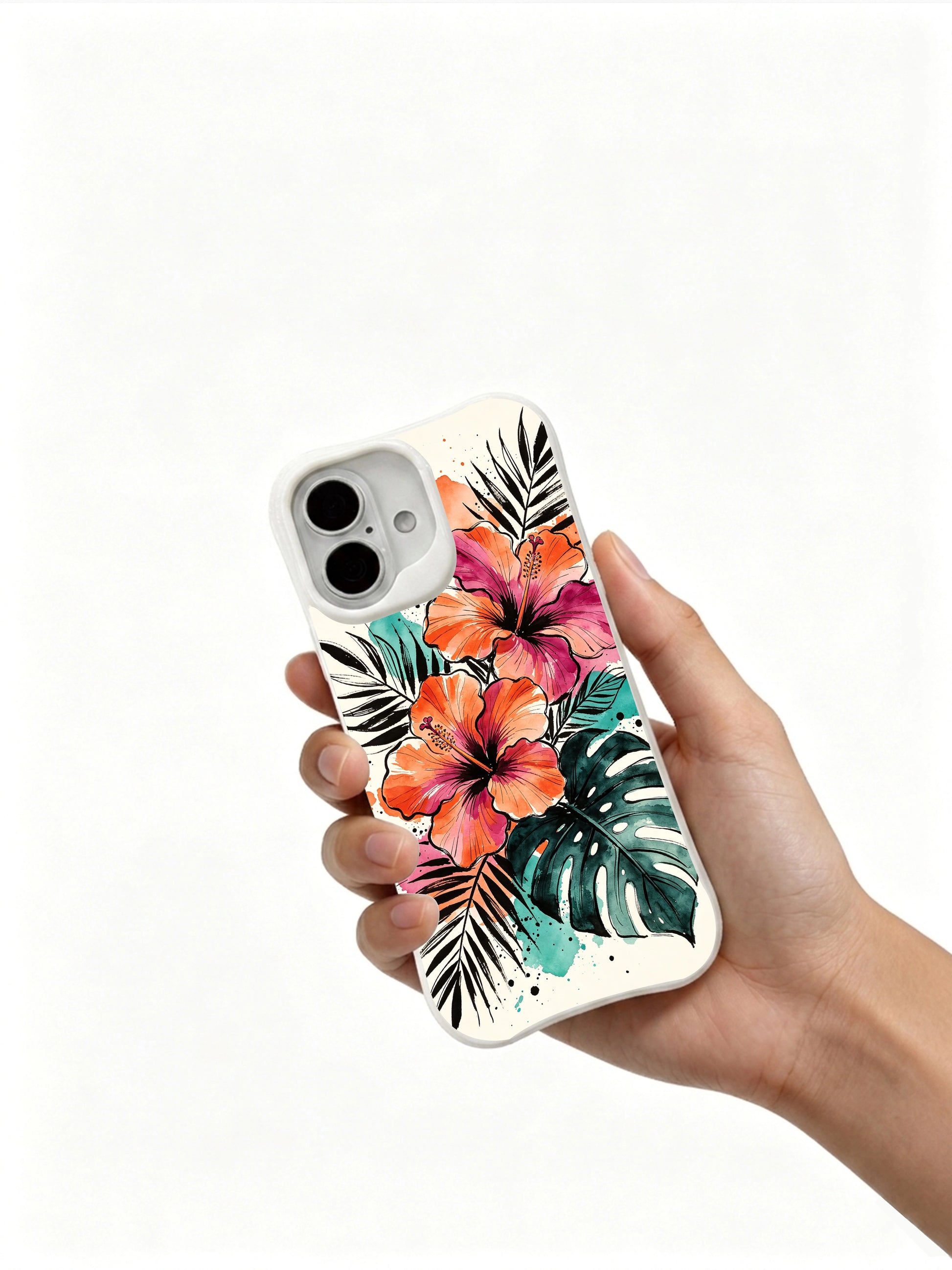 California crafted hibiscus monstera iPhone 16 Case from PhoneCasing, bohemian style