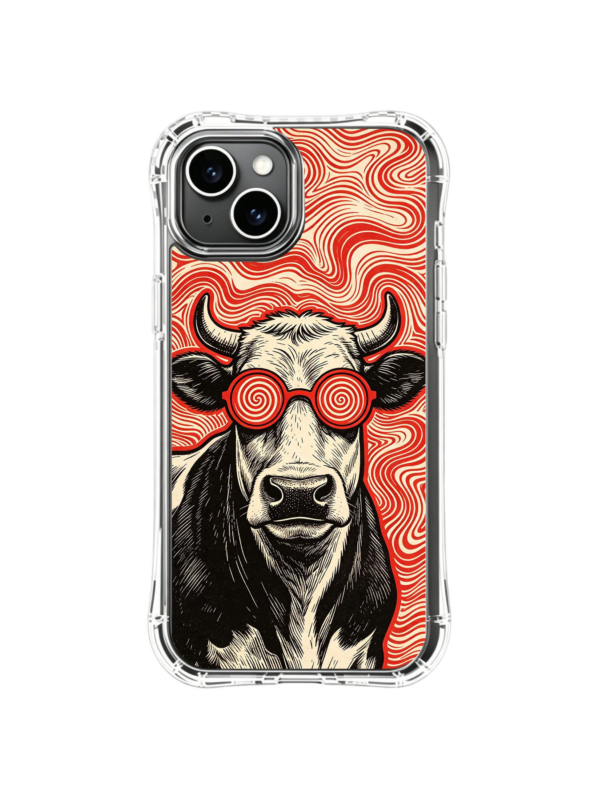 Iconic Hypnotic Party Cow collector gift artwork by Rufus Vale on PhoneCasing iPhone 13 Case, limited collaboration luxury art phone case fully handmade and shipped from our California