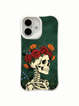 PhoneCasing indoor casual daily lifestyle Emerald Wood Bloom iPhone 16 Case, minimalist goth wearable decor for office & casual outfits, antimicrobial fingerprint-proof glossy finish iPhone 16 casing