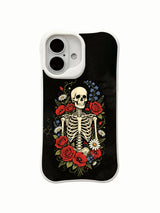 PhoneCasing indoor casual daily lifestyle Midnight Wildbloom iPhone 16 Case, minimalist goth wearable decor for office & casual outfits, antimicrobial fingerprint-proof glossy finish iPhone 16 casing
