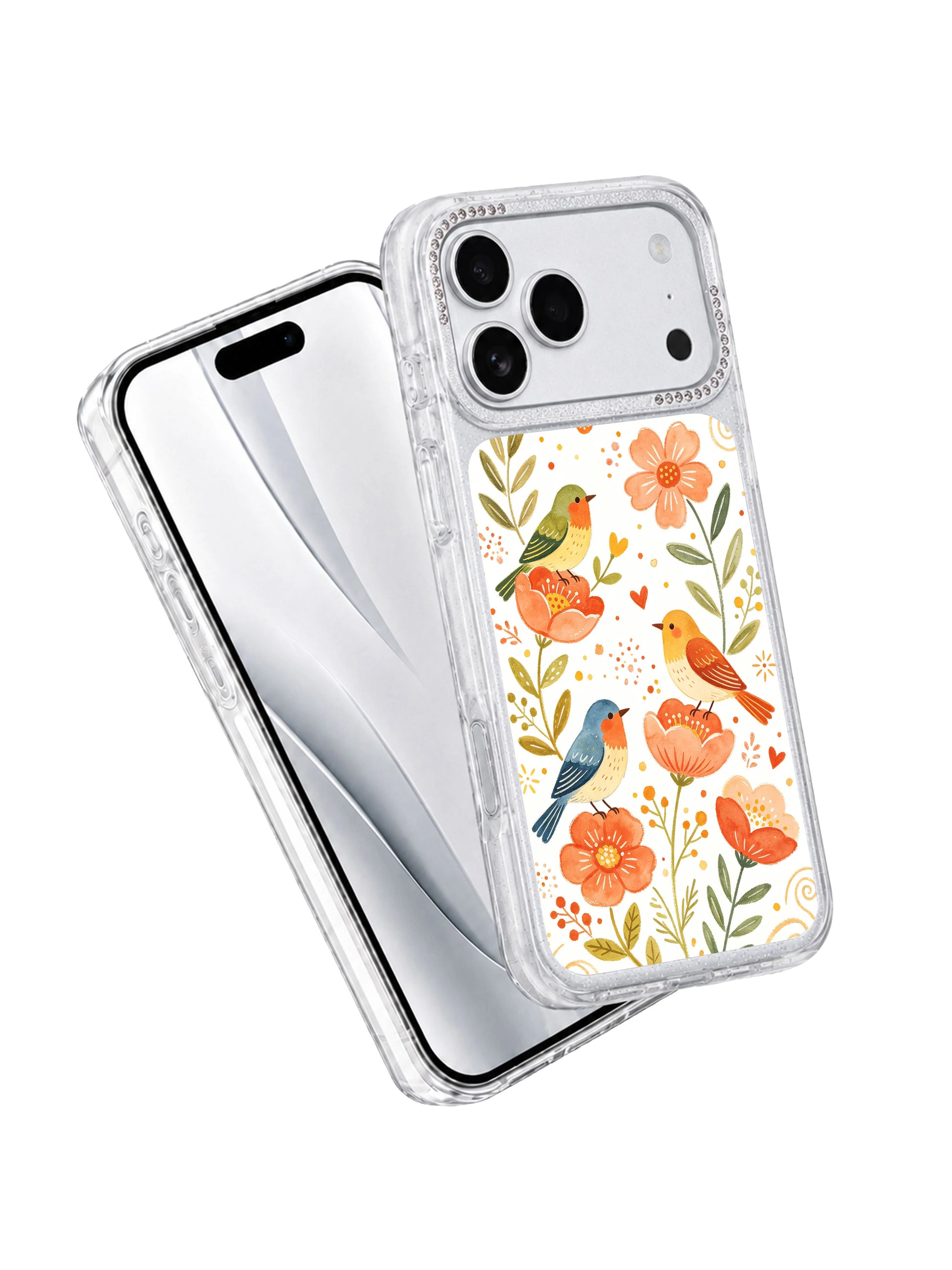 PhoneCasing heavy-duty drop shockproof iphone 17 pro Max casing with Aurelia Finch’s vibrant Garden Freedom Chime uplifting garden print, thick silicone corner bumpers without blurring delicate watercolor brush details.