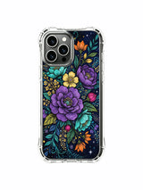 PhoneCasing iPhone 13 Pro Max Case with a living floral universe print, a vibrant, dense pattern of flowers that pop against the dark background.