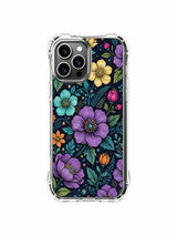 PhoneCasing iPhone 13 Pro Max Case featuring a starry floral burst print, a colorful, full-coverage design of flowers against a midnight backdrop.