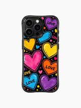 PhoneCasing iPhone 13 Pro Max casing luminous Happy Heart Cosmos painted cosmic print, joyful bright open-love design perfect for women who love whimsical valentine street doodle romantic art.