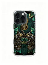 iPhone 14 Plus case with golden spiral tail tropical art cover
