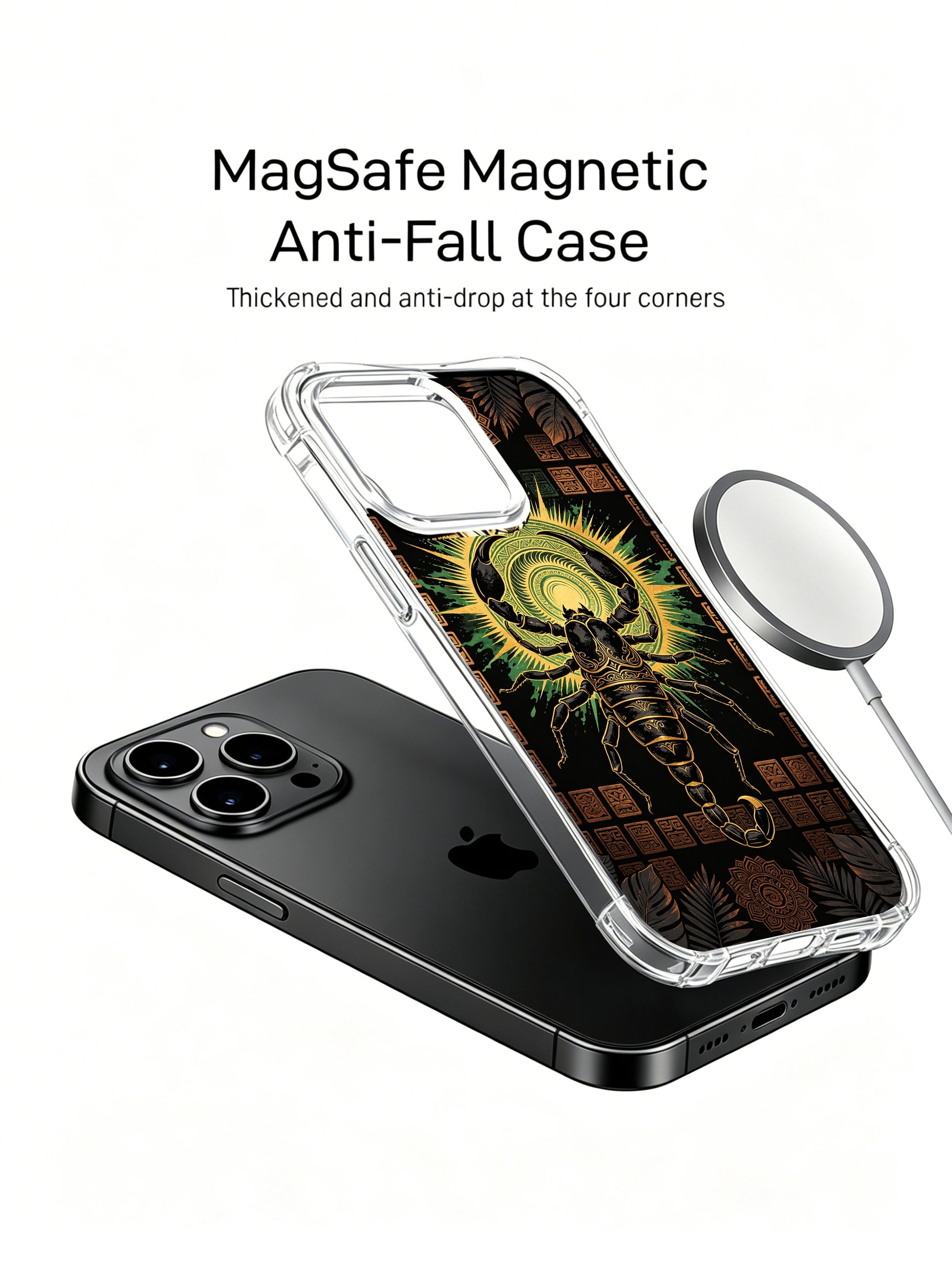 PhoneCasing iPhone 14 Plus Case with precision geometry scorpion pattern, scratch resistant stylish phone cover for elite modern women