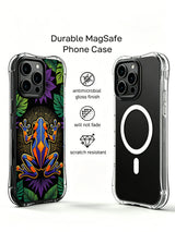 iPhone 14 Plus case with rainforest fluorescent blue themed casing