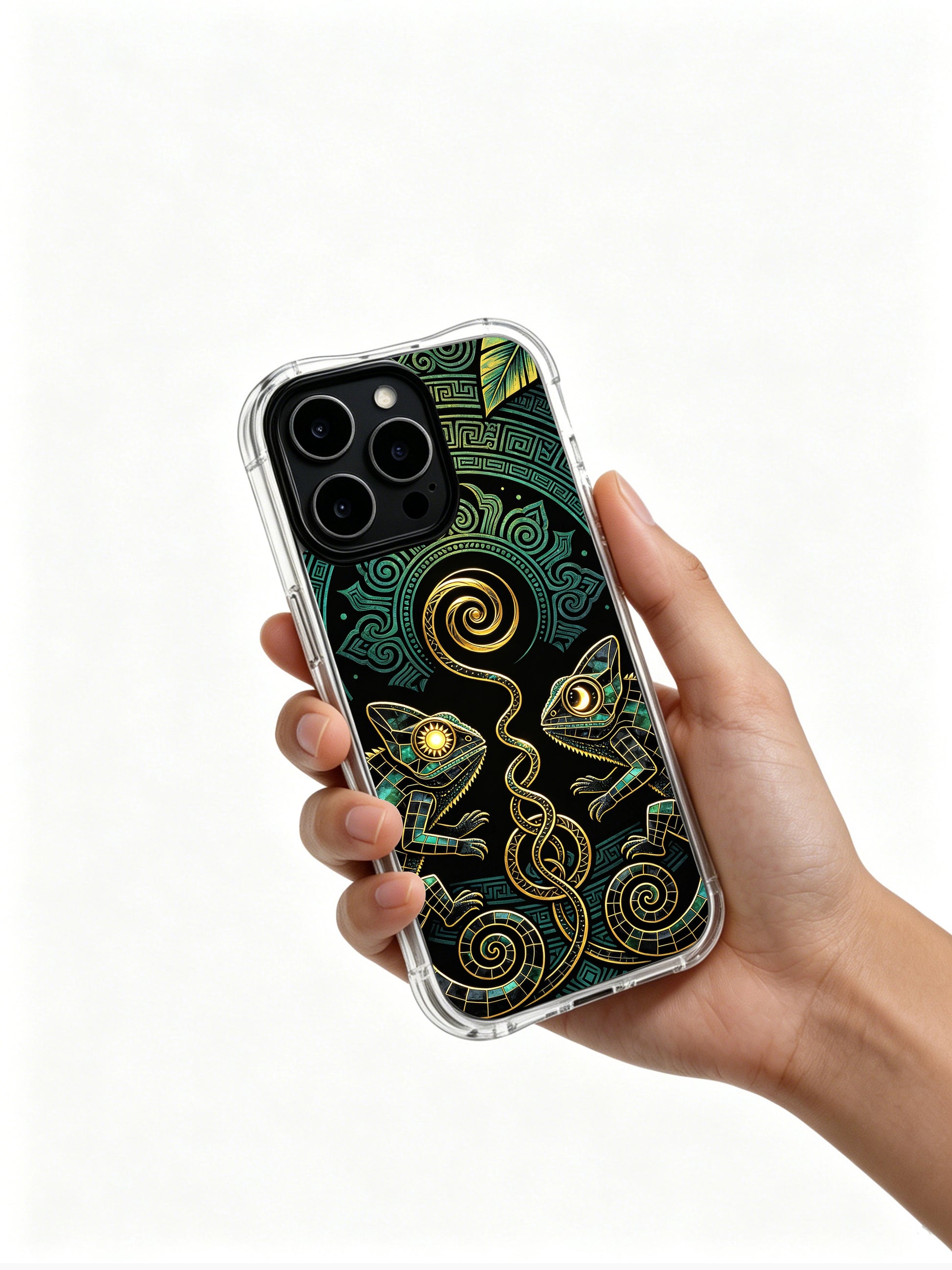 PhoneCasing iPhone 14 Plus Case original Zara Maya dark tropical chameleon art, exclusive designer mobile phone casing.