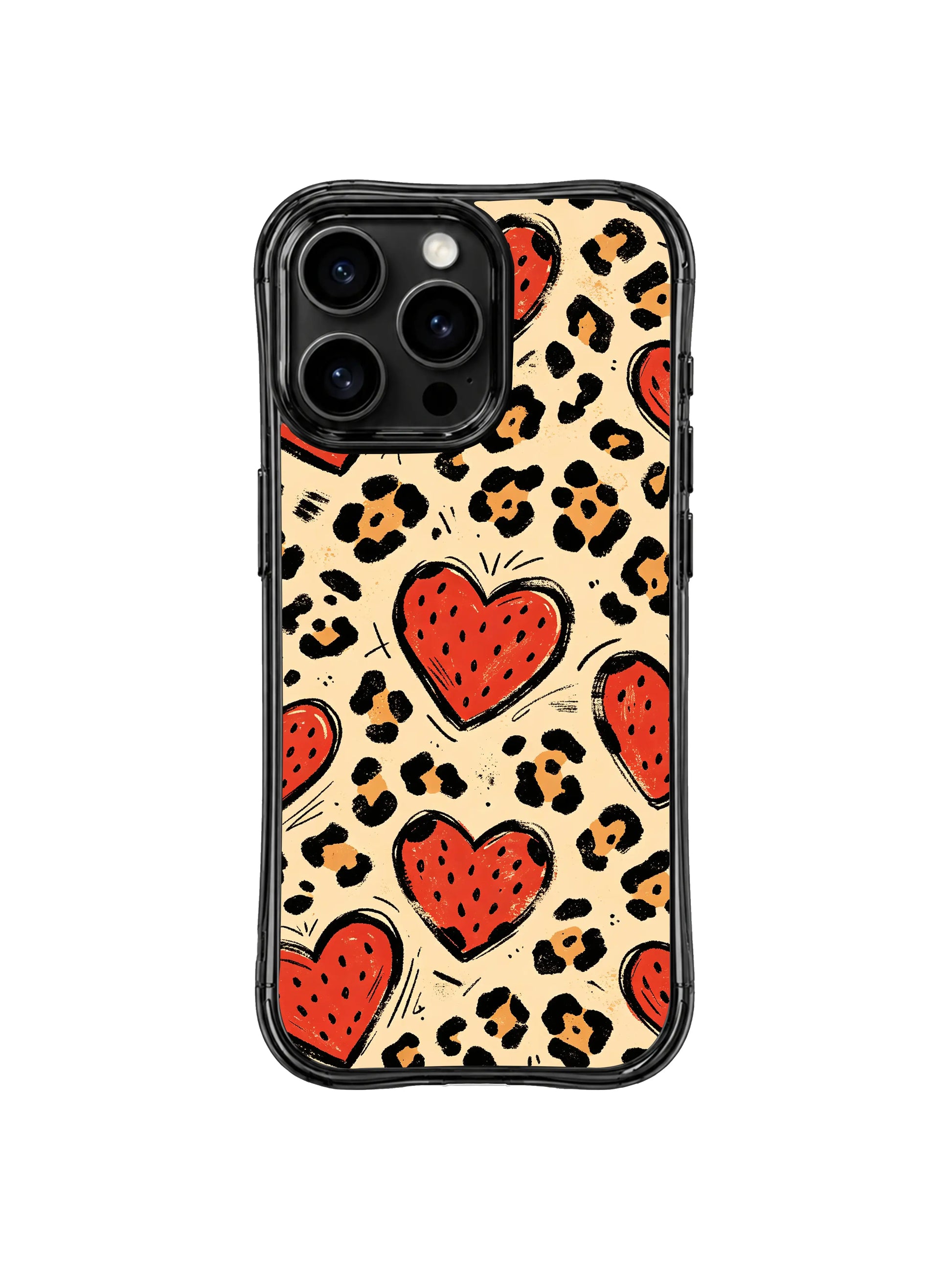 PhoneCasing iPhone 14 Pro Case domestic California handmade workshop shot of Sugar Ranch hand sketch leopard print. Every casing individually quality inspected, eco-friendly fade-proof printing exclusive iPhone 14 Pro casing.