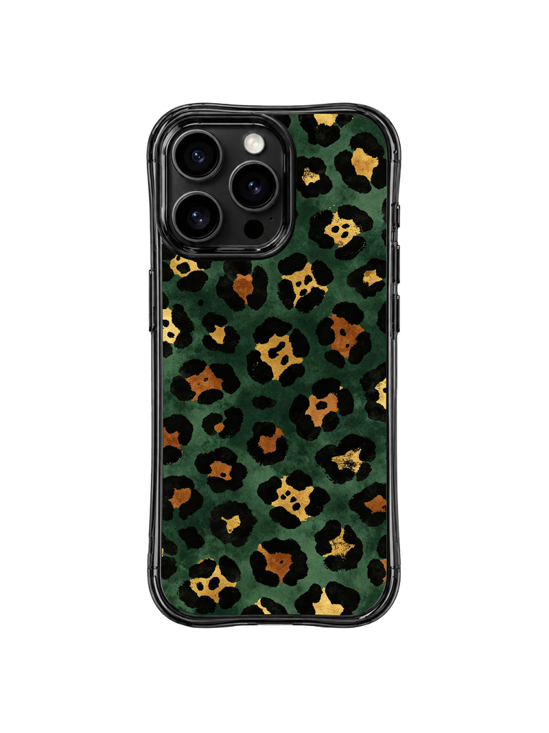 Midnight Academia Green Gold Leopard iPhone 14 Pro Case