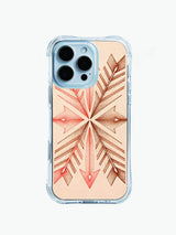 Abstract tribal illustration PhoneCasing iPhone 14 Pro Max Case with boho arrow pattern and soft blush color scheme.