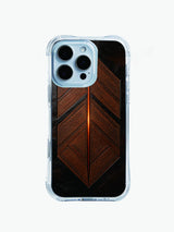 iPhone 14 Pro Max case with bronze leather-look geometric print