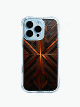 iPhone 14 Pro Max case with brown and copper starburst artwork