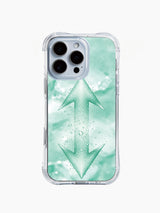 Water Arrow: One large double-ended arrow stands against cloudy mint and white patches.