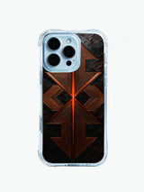 iPhone 14 Pro Max case with copper leather-look geometric print