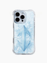 iPhone 14 Pro Max case with light blue cracked-frost chevron pattern