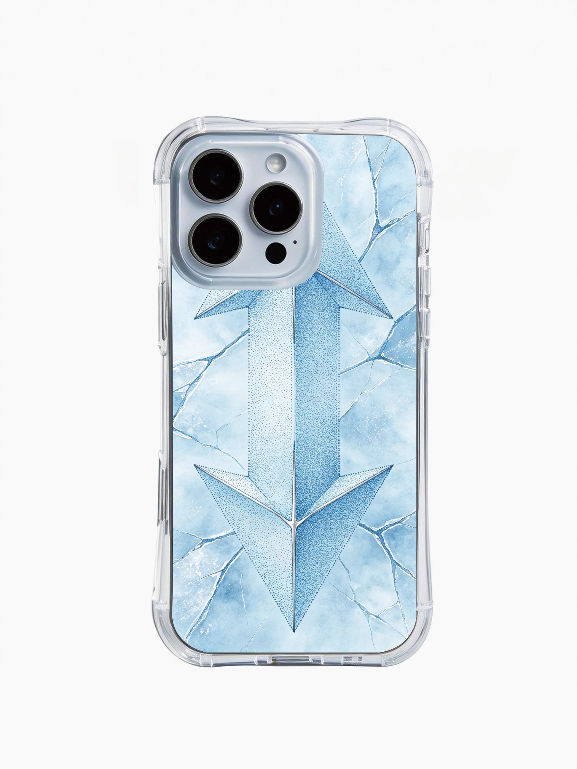 PhoneCasing iPhone 14 Pro Max Case with crystal ice diamond art, sparkling silver highlights and cracked ice texture