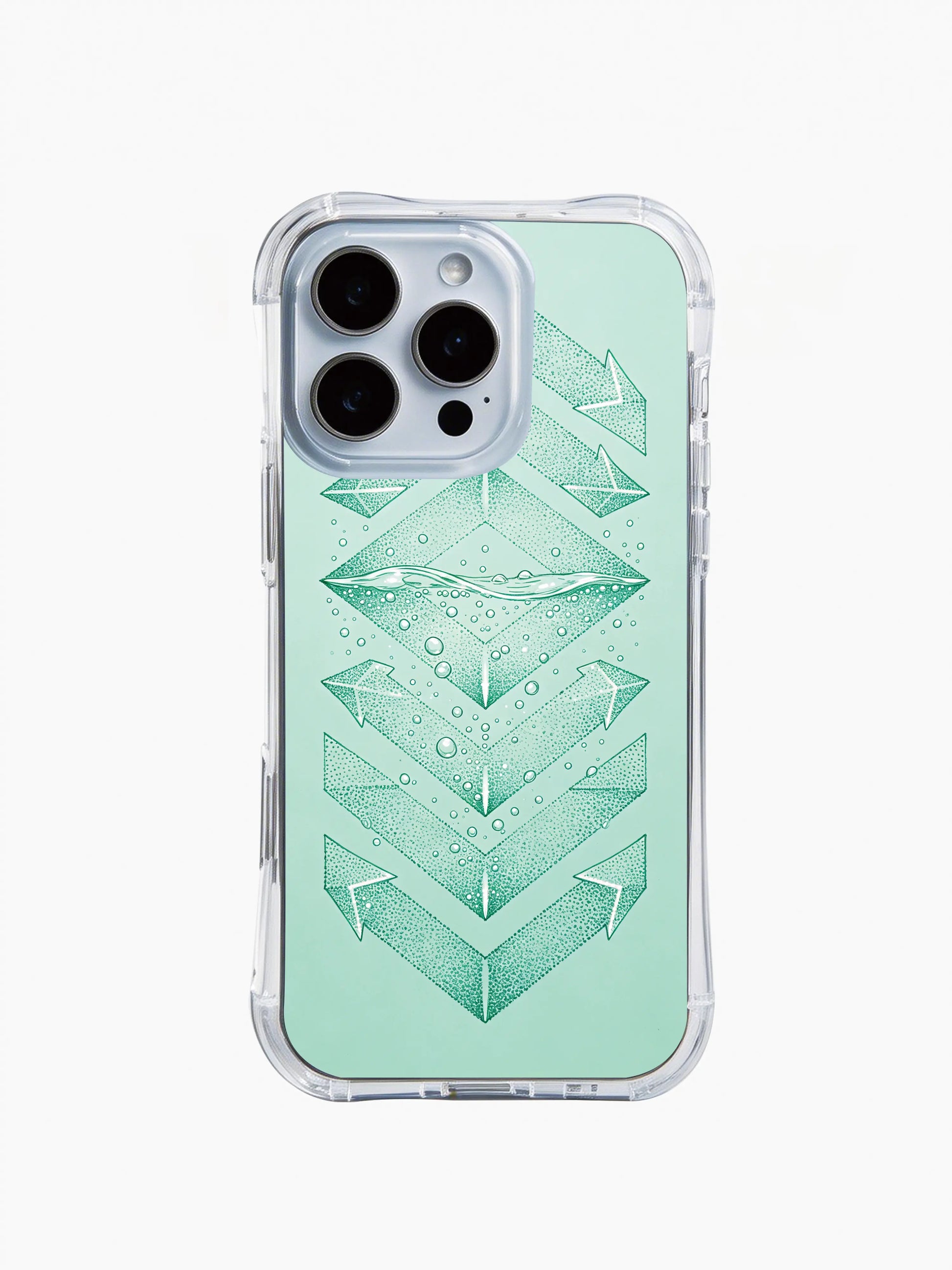 PhoneCasing iPhone 14 Pro Max Case showcasing cyan tribal bubble pattern, lightweight shockproof summer phone cover